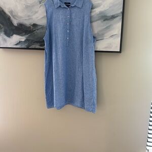 TAHARI 100% linen Blue Sleeveless dress